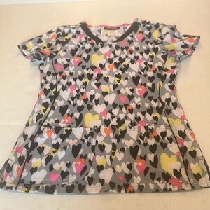 Heart Pattern Women Scrub Top size XS